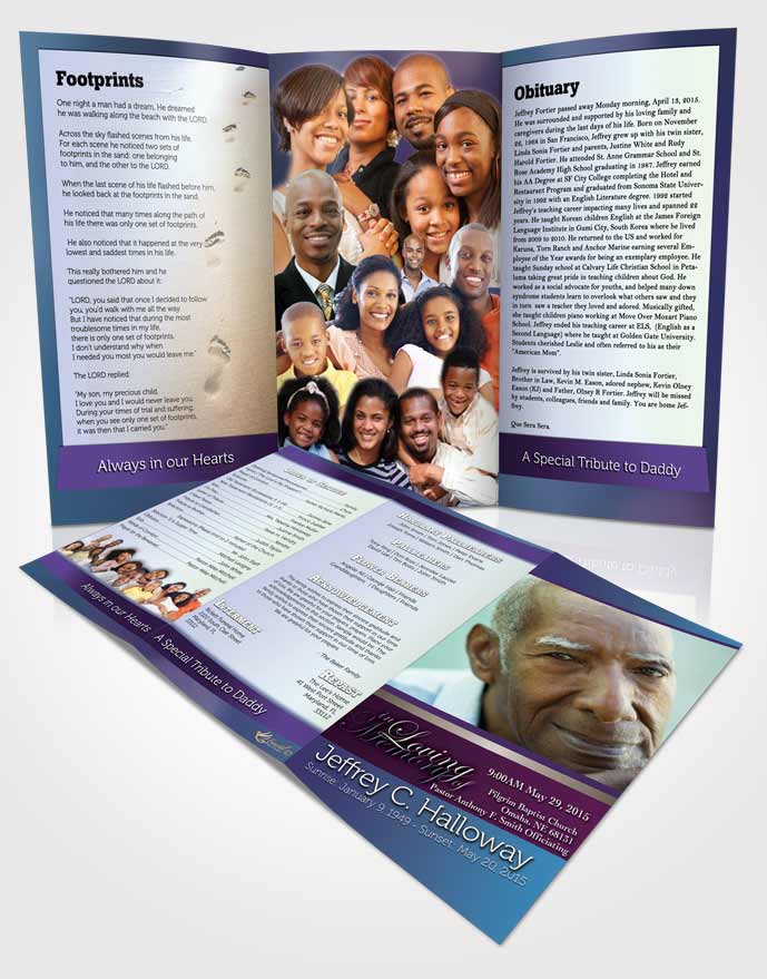 Obituary Template Trifold Brochure Lavender Beauty Tranquility Light