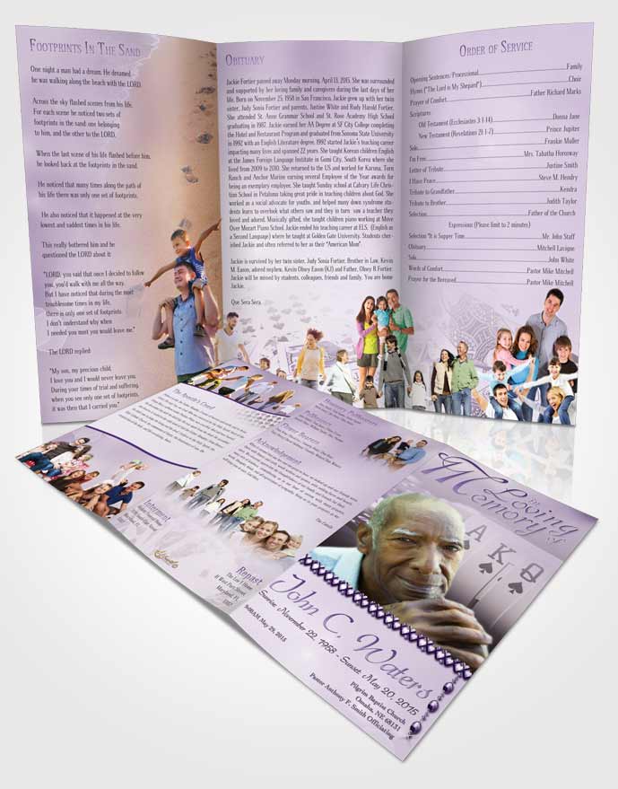 Obituary Template Trifold Brochure Lavender Cards