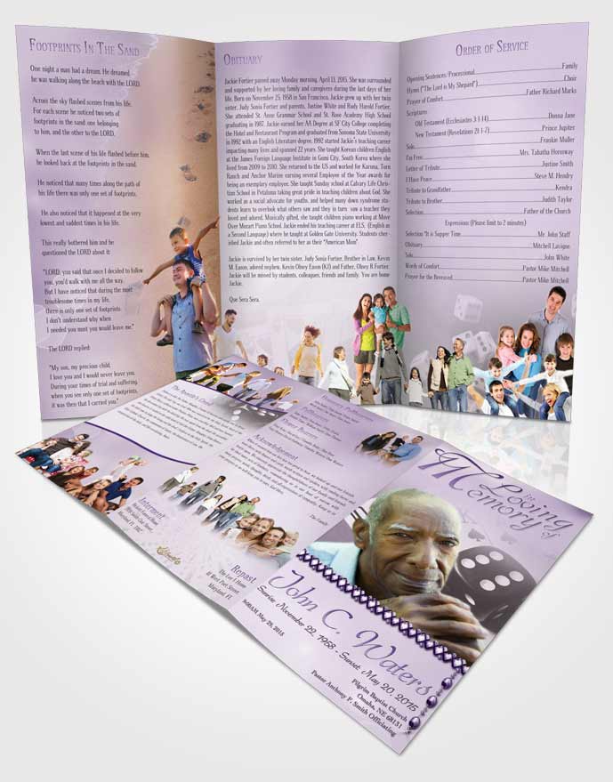 Obituary Template Trifold Brochure Lavender Double Down