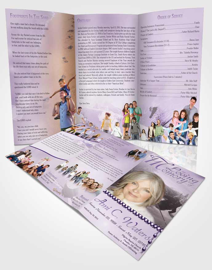 Obituary Template Trifold Brochure Lavender Downhill Skiing