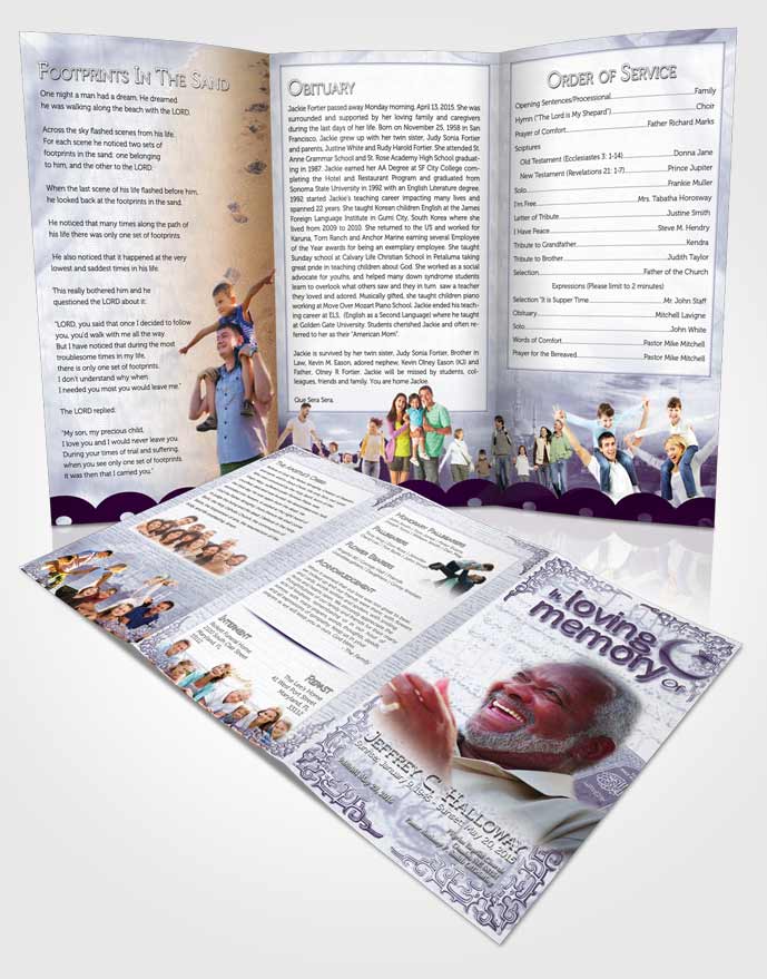 Obituary Template Trifold Brochure Lavender Islamic Blissful Faith