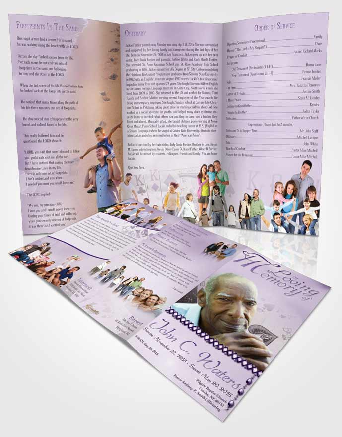 Obituary Template Trifold Brochure Lavender King of Hands