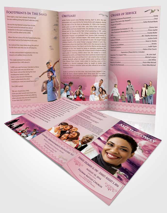 Obituary Template Trifold Brochure Lavender Love Evening Moon
