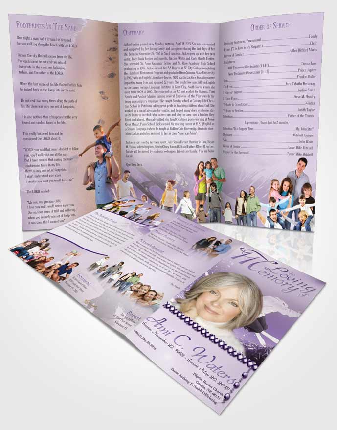 Obituary Template Trifold Brochure Lavender Ski Jumping