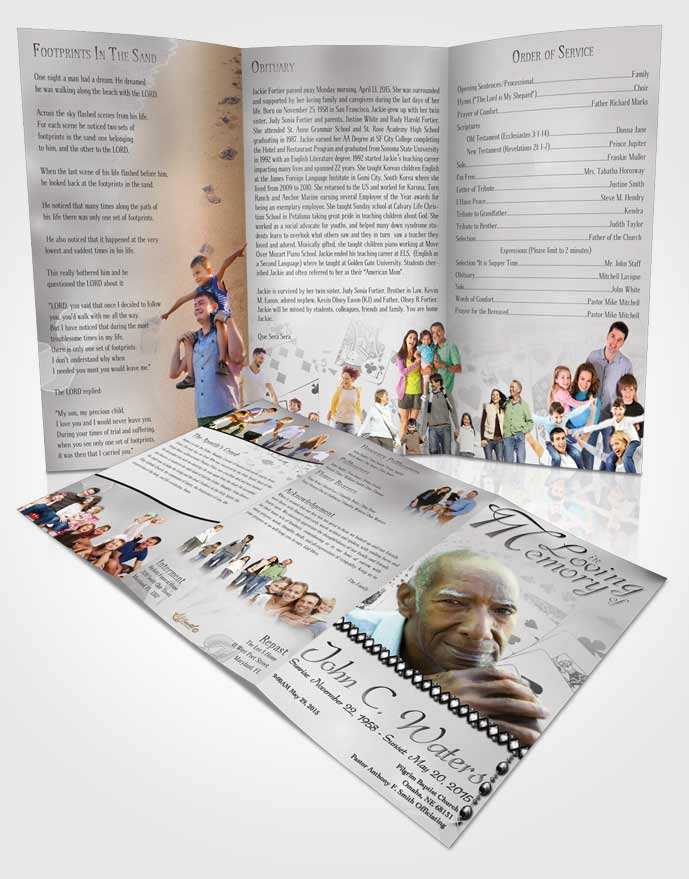 Obituary Template Trifold Brochure Lets Play Black and White Cards