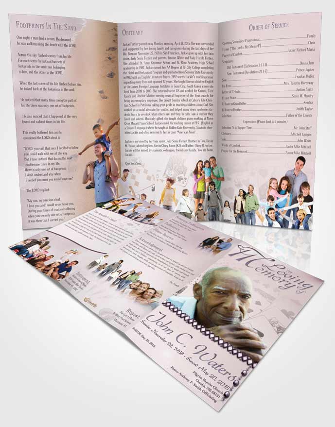Obituary Template Trifold Brochure Lets Play Midnight Cards