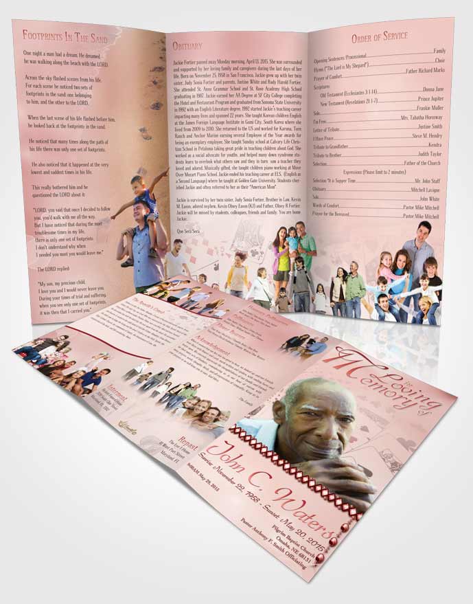Obituary Template Trifold Brochure Lets Play Ruby Cards