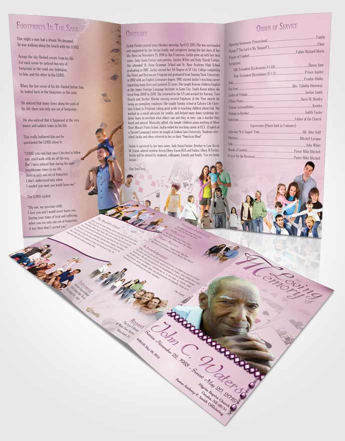 Obituary Template Trifold Brochure Lets Play Tender Cards