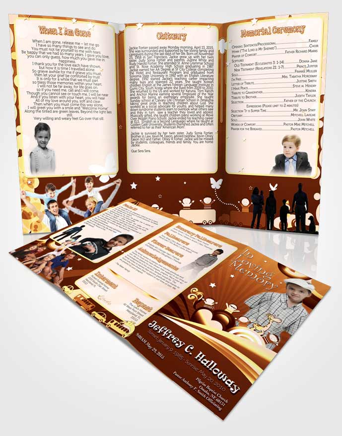 Obituary Template Trifold Brochure Living in a Peach Childs Journey