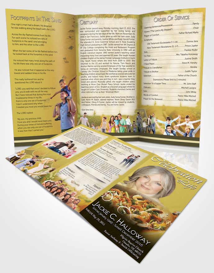 Obituary Template Trifold Brochure Love of Golden Cooking