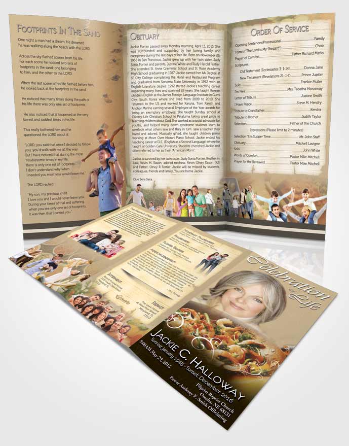 Obituary Template Trifold Brochure Love of Vintage Cooking