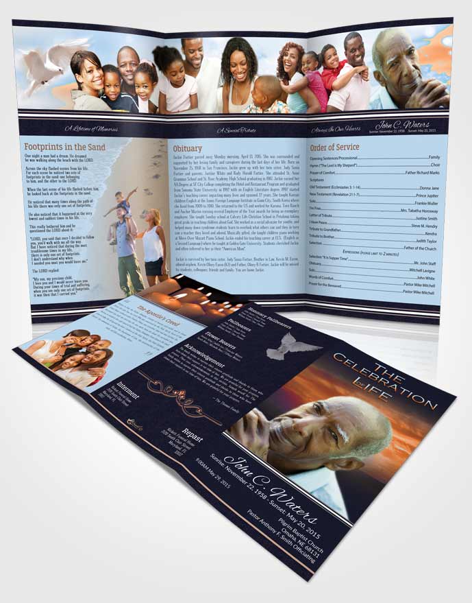 Obituary Template Trifold Brochure Loving Higher Power