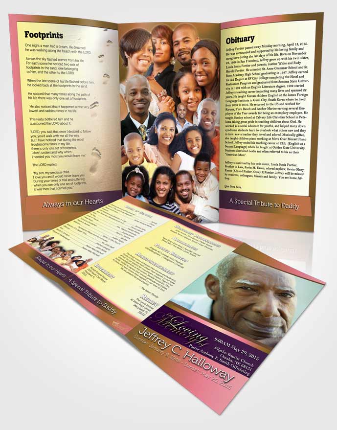 Obituary Template Trifold Brochure Loving Mix Tranquility Light