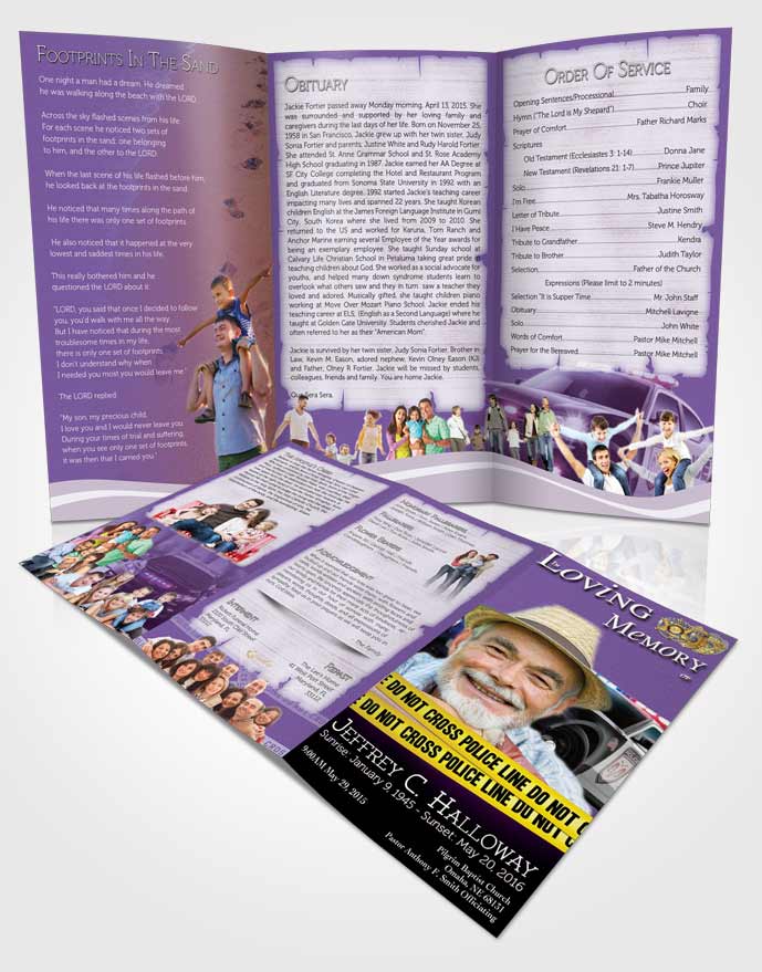 Obituary Template Trifold Brochure Loving Police On Duty