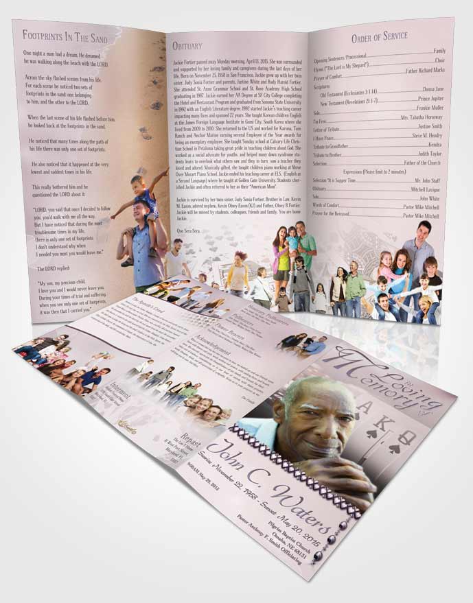 Obituary Template Trifold Brochure Midnight Cards