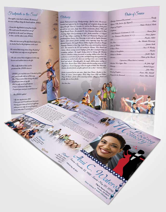 Obituary Template Trifold Brochure Midnight Dancing Evening Smile