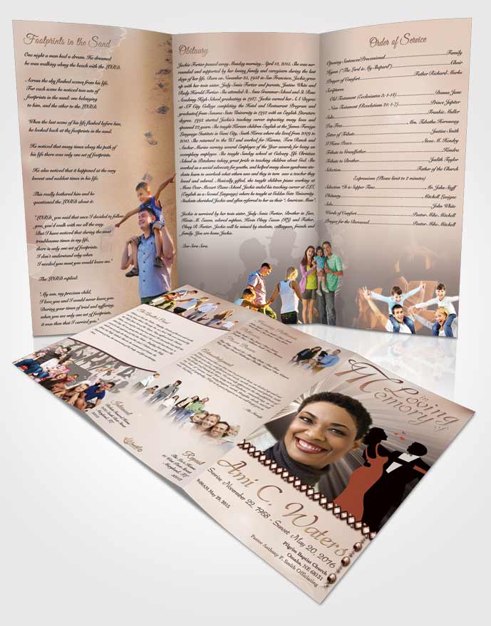 Obituary Template Trifold Brochure Midnight Dancing Golden Moves