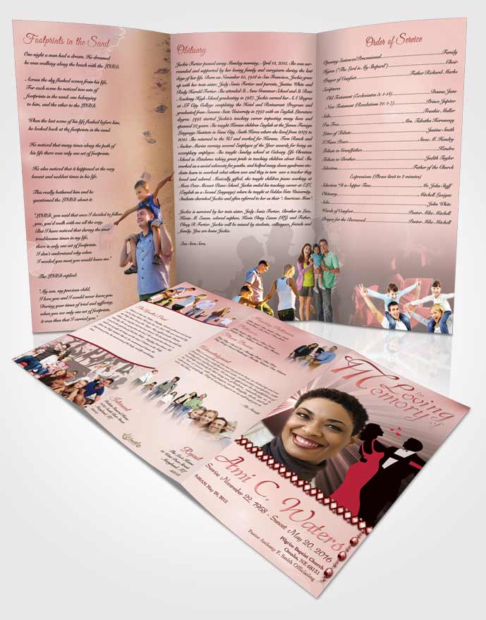 Obituary Template Trifold Brochure Midnight Dancing Ruby Sunrise