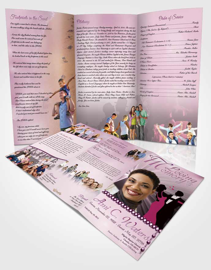 Obituary Template Trifold Brochure Midnight Dancing Tenderness