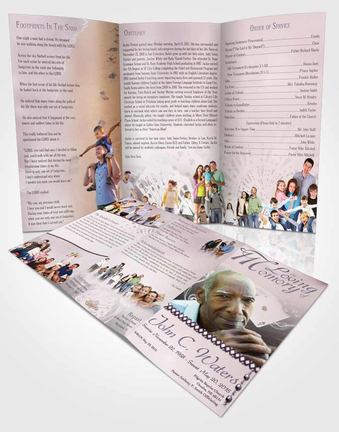 Obituary Template Trifold Brochure Midnight Weekend Card Game
