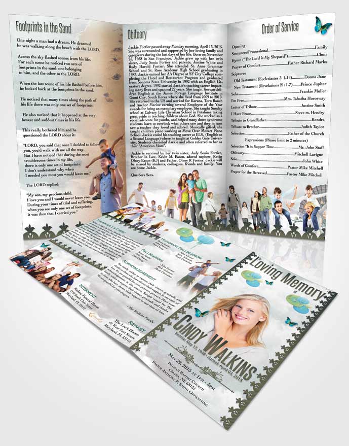Obituary Template Trifold Brochure Natural Elegance Afternoon Delight