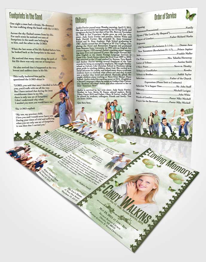 Obituary Template Trifold Brochure Natural Elegance Walk in the Forest