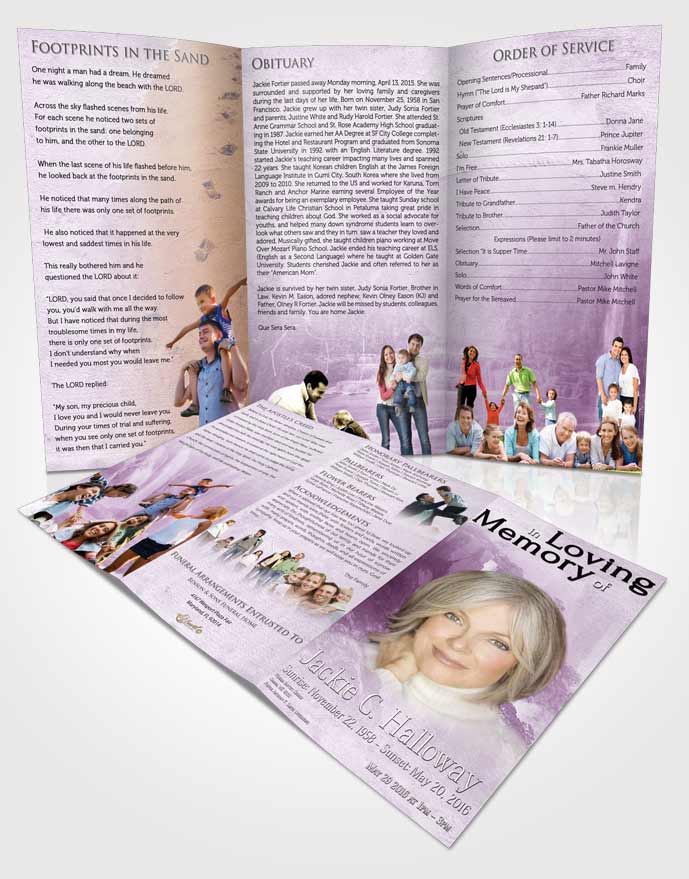 Obituary Template Trifold Brochure Natures Blissful Waterfall