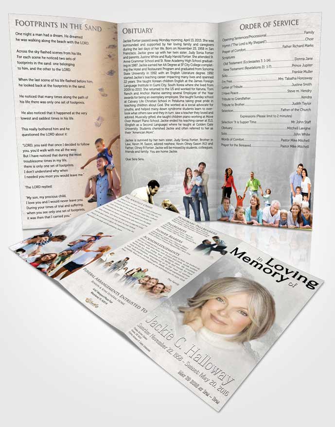 Obituary Template Trifold Brochure Natures Glowing Waterfall