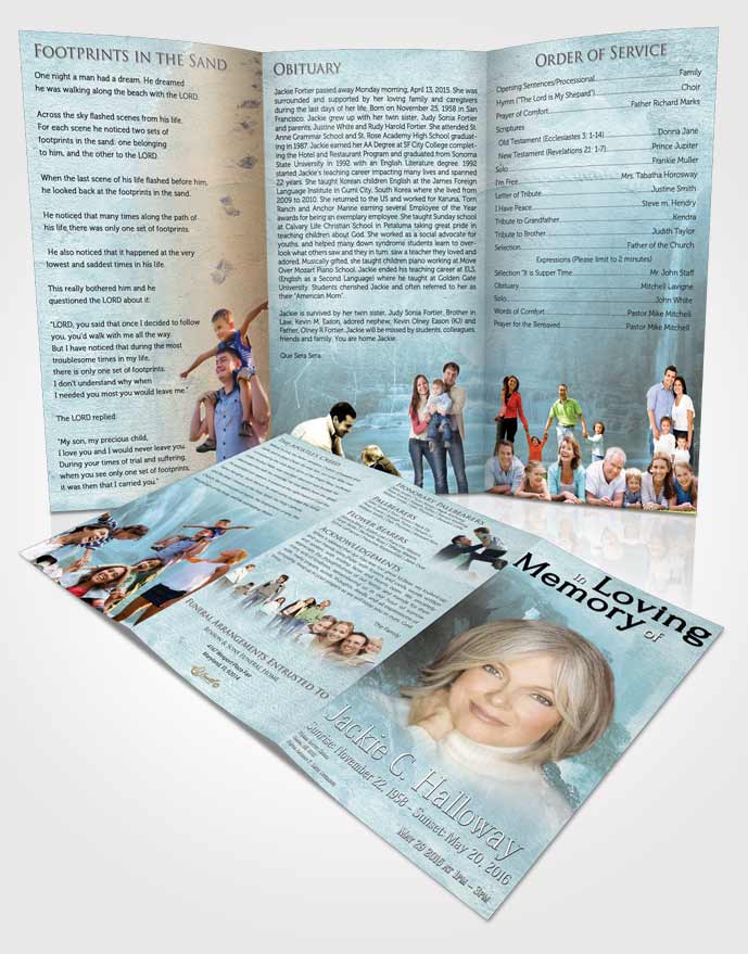 Obituary Template Trifold Brochure Natures Heavenly Waterfall