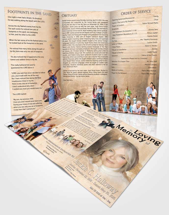 Obituary Template Trifold Brochure Natures Morning Waterfall
