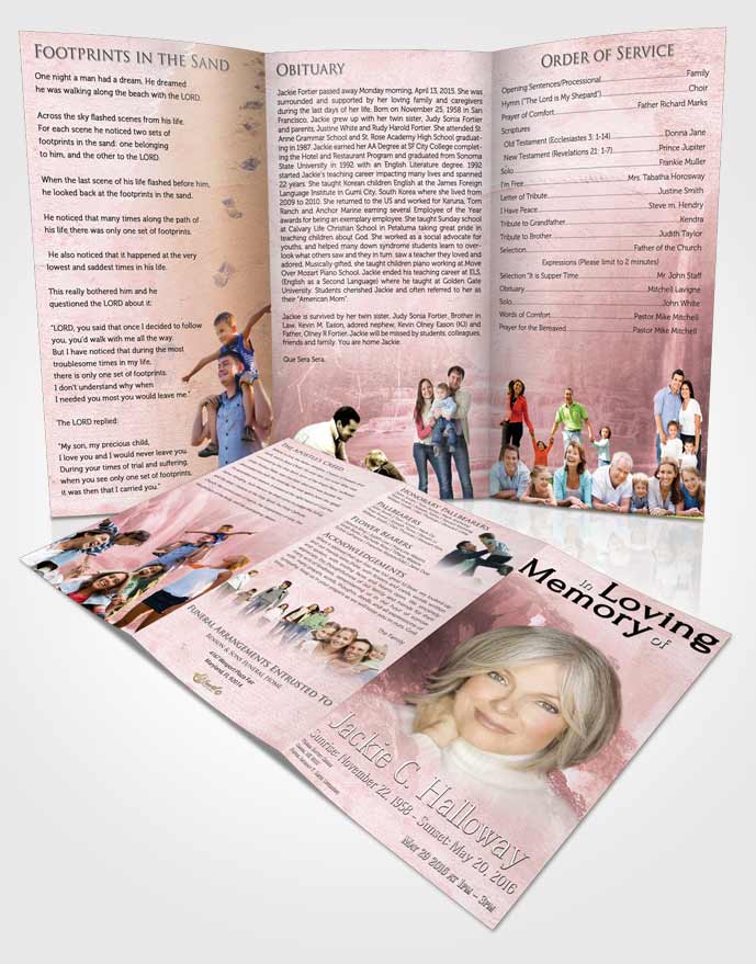 Obituary Template Trifold Brochure Natures Ruby Waterfall