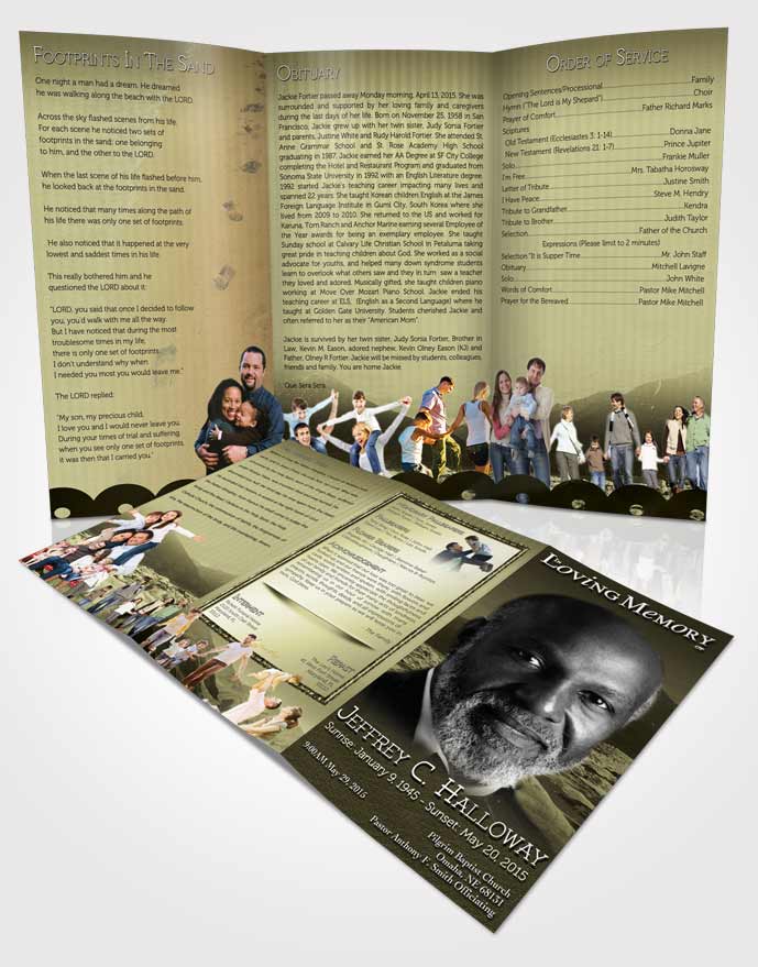 Obituary Template Trifold Brochure Natures Rustic Mountain