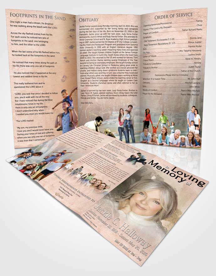 Obituary Template Trifold Brochure Natures Vintage Waterfall