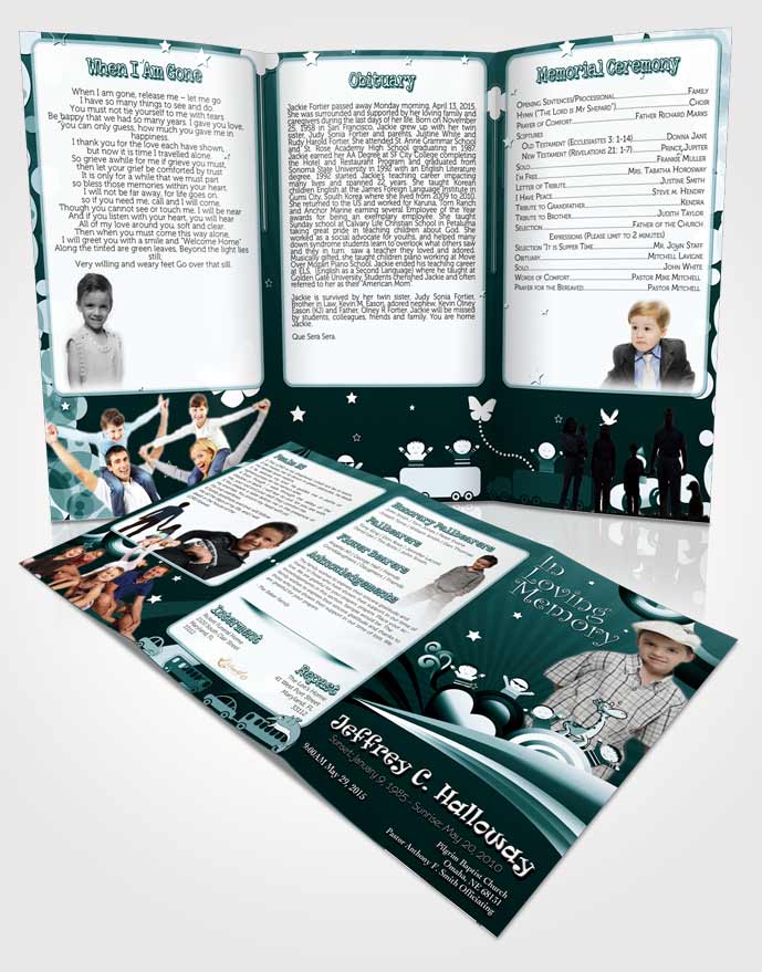 Obituary Template Trifold Brochure Ocean Blues Childs Journey