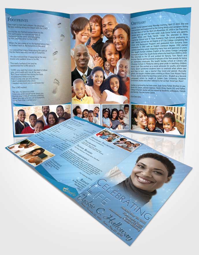 Obituary Template Trifold Brochure Ocean Serenity
