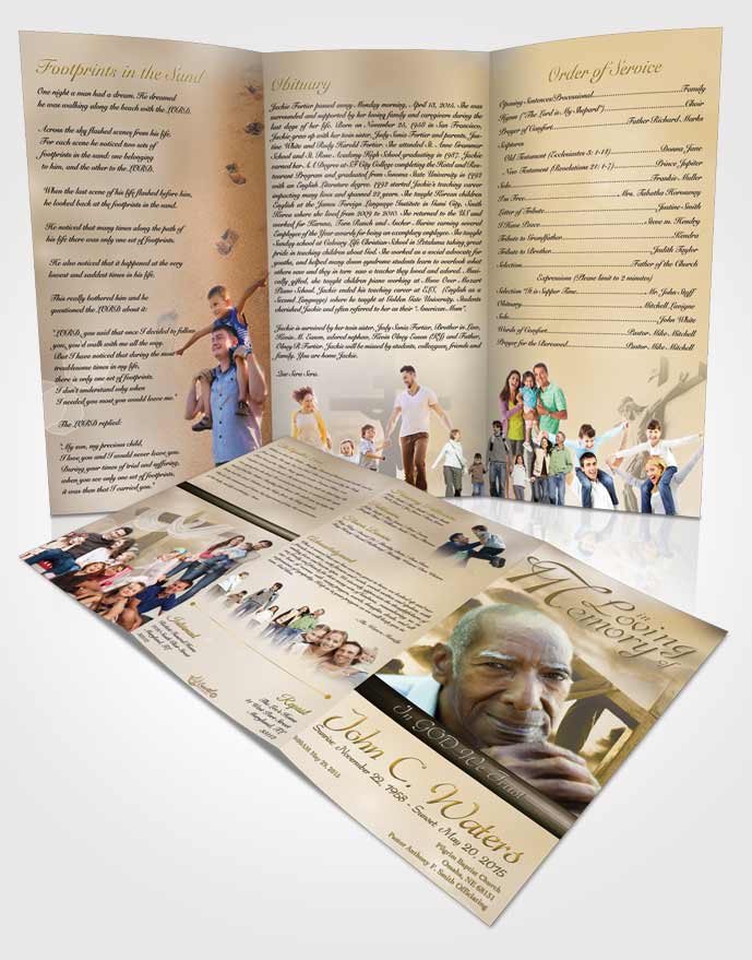Obituary Template Trifold Brochure On The Cross Golden Heritage