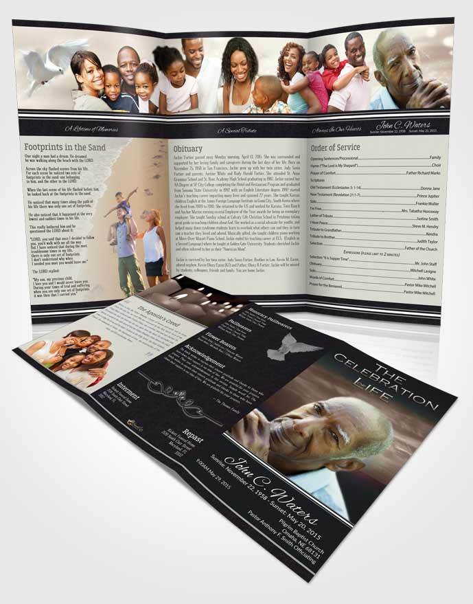 Obituary Template Trifold Brochure Peaceful Higher Power