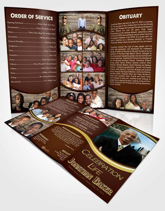 Obituary Template Trifold Brochure Peachy Journey