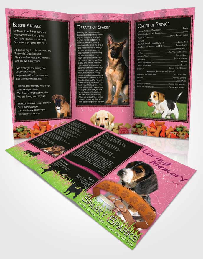 Obituary Template Trifold Brochure Pinky Sparky the Dog