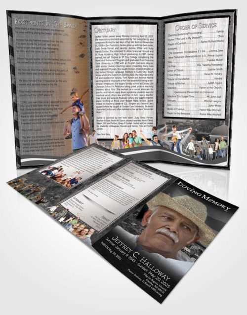 Obituary Template Trifold Brochure Puerto Rican Black and White Waters