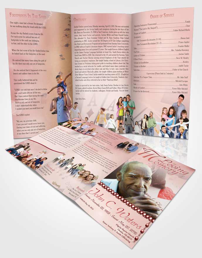 Obituary Template Trifold Brochure Ruby Aces