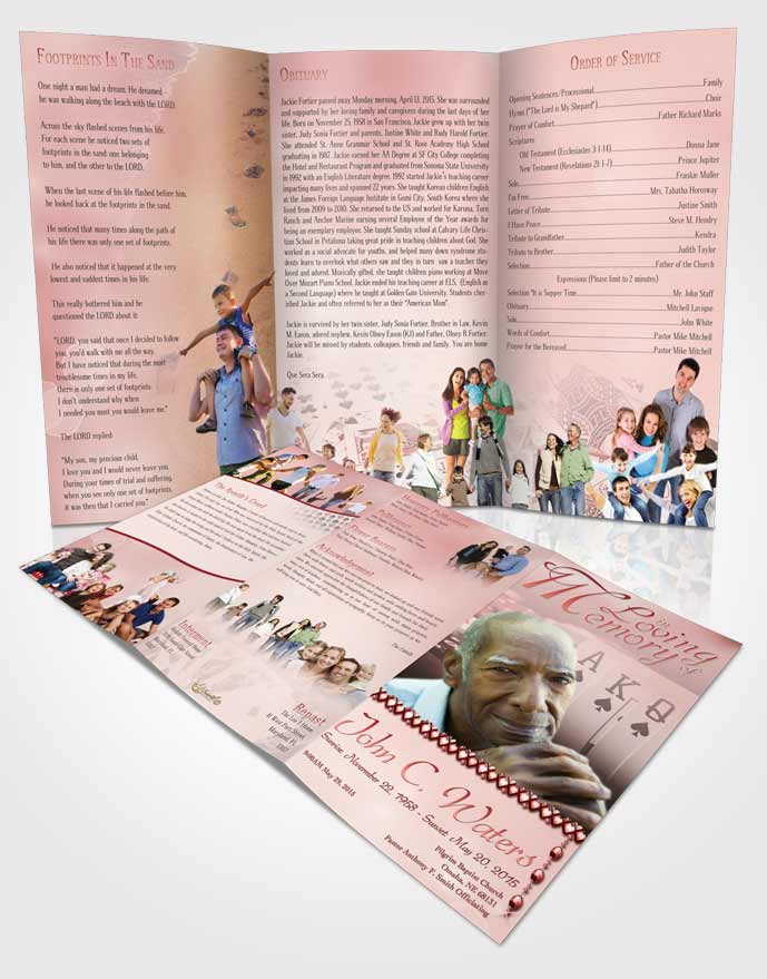 Obituary Template Trifold Brochure Ruby Cards