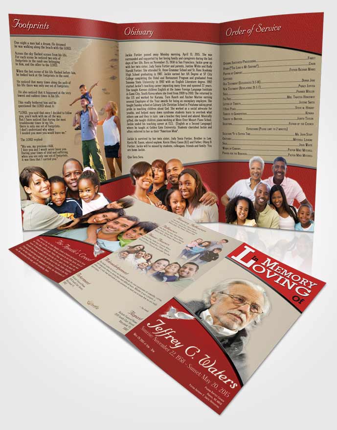 Obituary Template Trifold Brochure Ruby Clarity