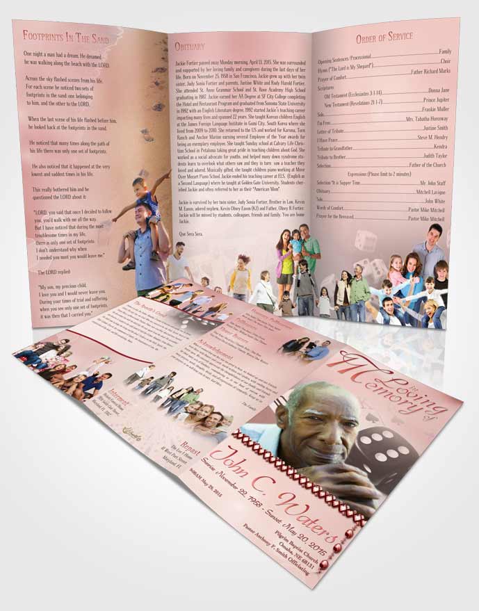 Obituary Template Trifold Brochure Ruby Double Down