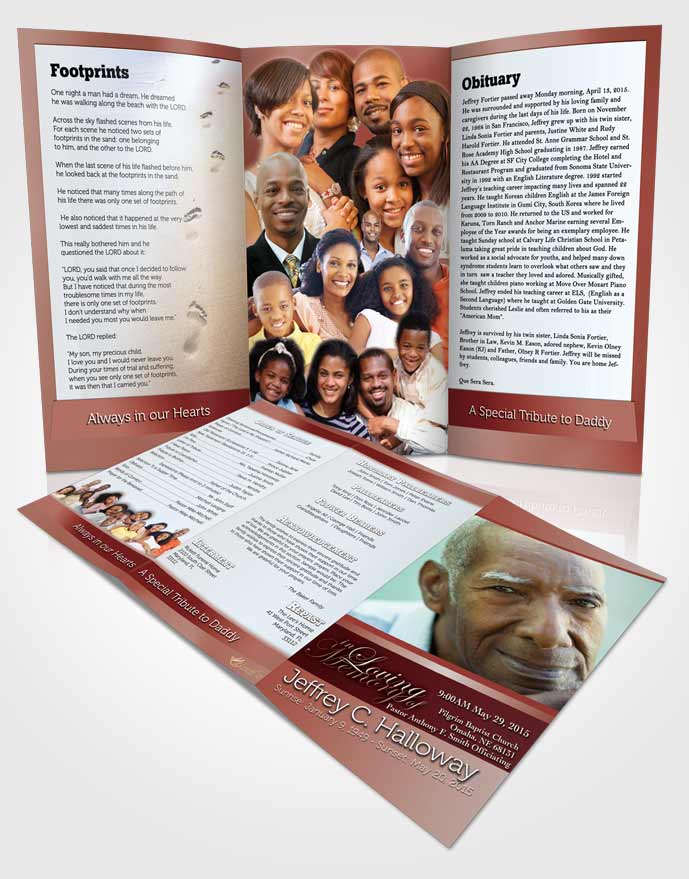 Obituary Template Trifold Brochure Ruby Love Tranquility Light