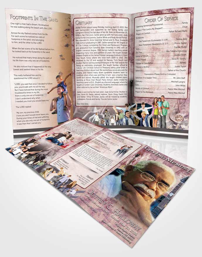 Obituary Template Trifold Brochure Ruby Musician
