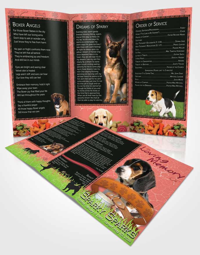 Obituary Template Trifold Brochure Ruby Sparky the Dog