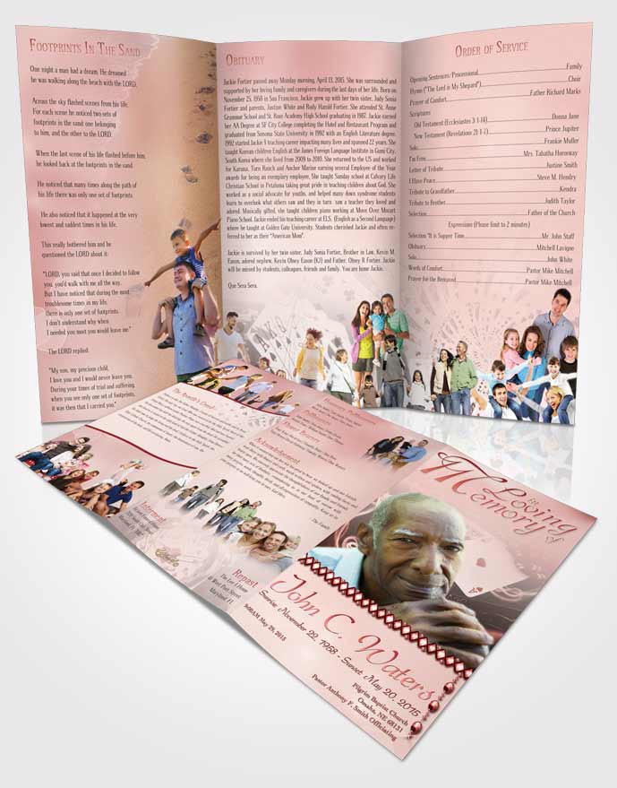 Obituary Template Trifold Brochure Ruby Weekend Card Game