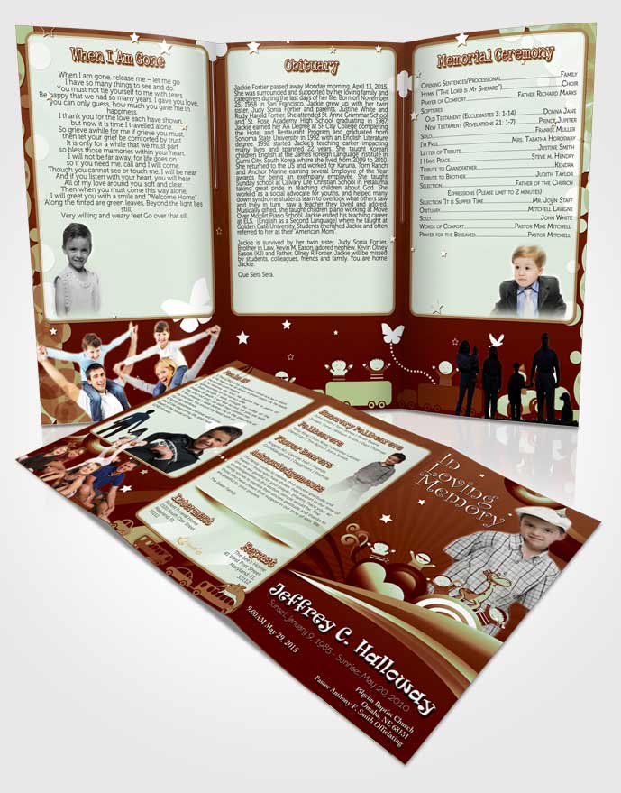 Obituary Template Trifold Brochure Rustic Childs Journey
