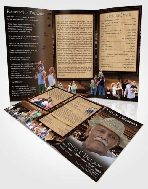 Obituary Template Trifold Brochure Rustic Water Sports